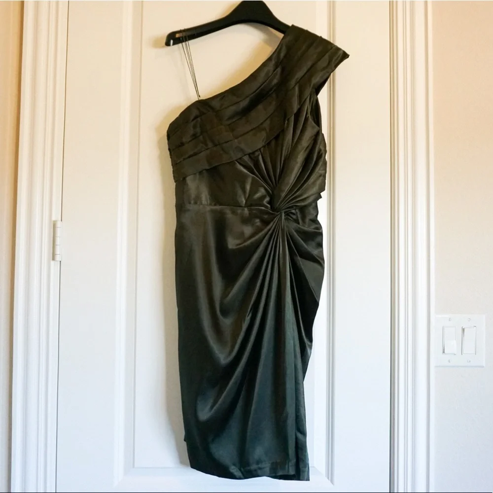 Adrianna Papell Boutique One Shoulder Olive Dress - Picture 1 of 3